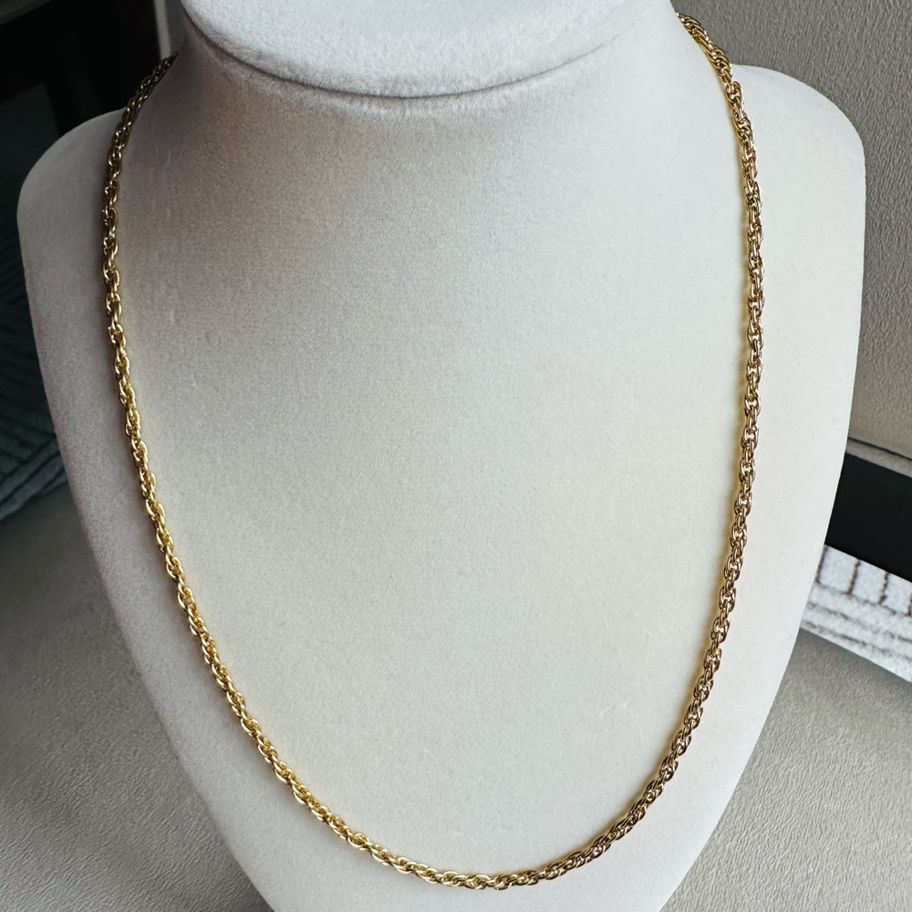 Gold Tone Rope Chain Necklace | Classic Twisted Chain | 20”